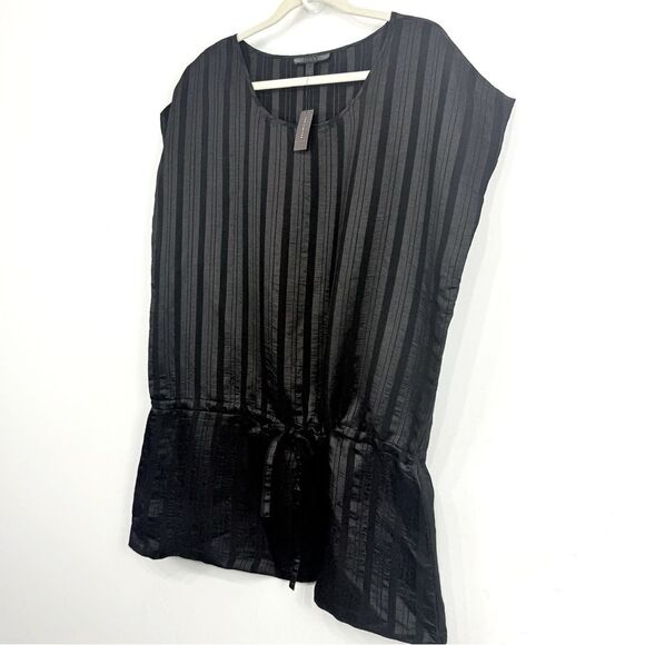 Forenza The Limited Black Sleeveless Shimmer Stripe Tunic Vest Top NEW - Picture 4 of 13